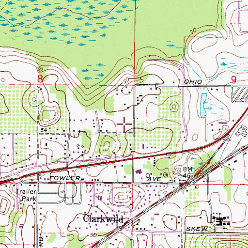 Topographic Map of Arrow Pointe Estates, FL