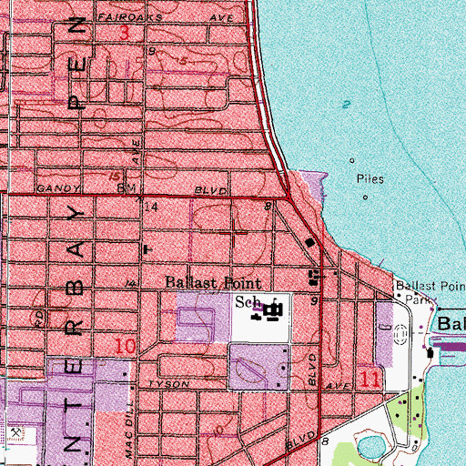 Topographic Map of Asbury Park, FL