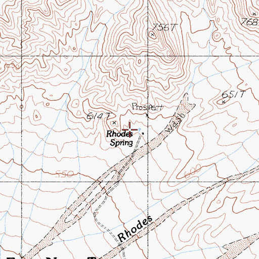 Topographic Map of Rhodes Spring, CA