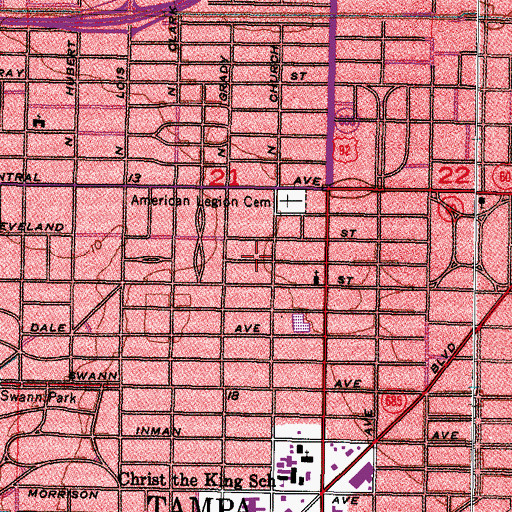 Topographic Map of Azeele Park, FL