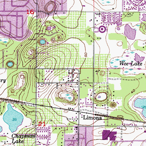 Topographic Map of Bates, FL