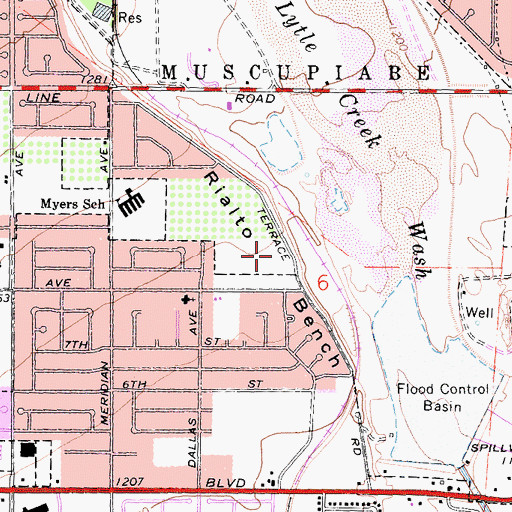 Topographic Map of Rialto Bench, CA