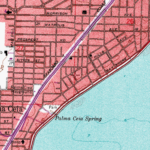 Topographic Map of Bay Villa, FL