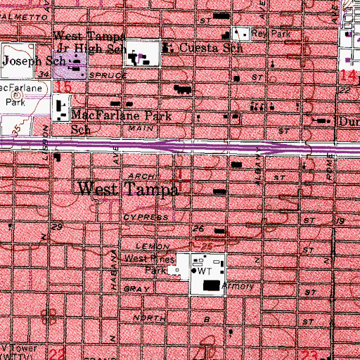 Topographic Map of Bayamo, FL