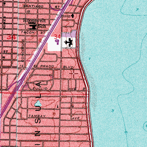 Topographic Map of Bayfair, FL