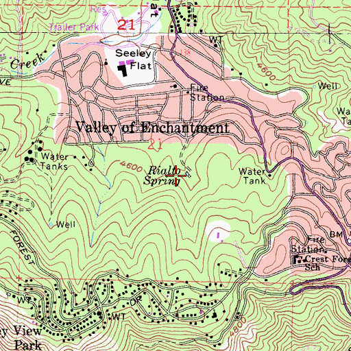Topographic Map of Rialto Spring, CA