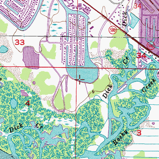 Topographic Map of Bayport Village, FL