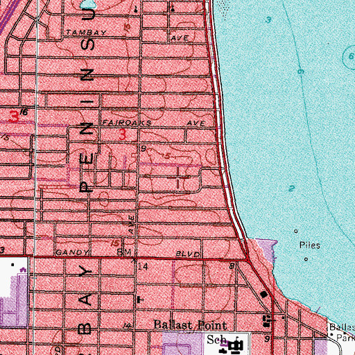 Topographic Map of Bayshore Beautiful, FL