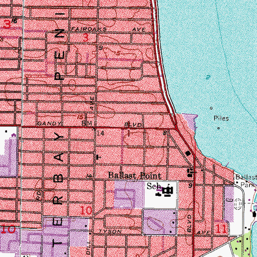 Topographic Map of Bayshore Palms, FL