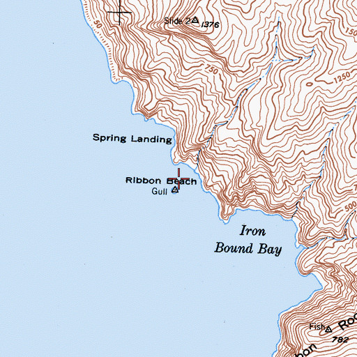 Topographic Map of Ribbon Beach, CA