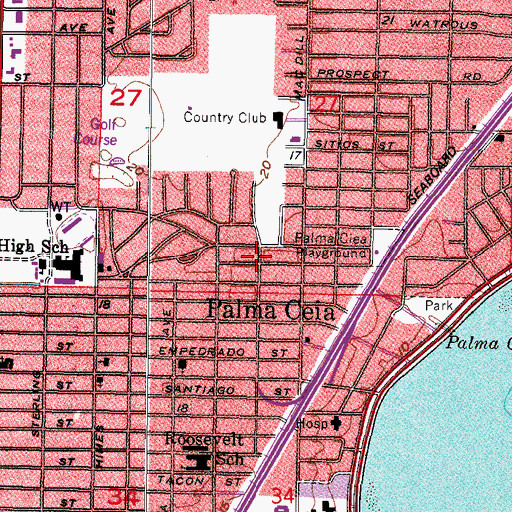 Topographic Map of Bayview Homes, FL