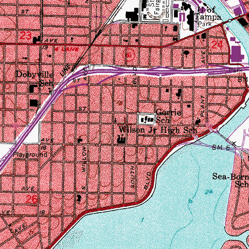 Topographic Map of Baywood, FL