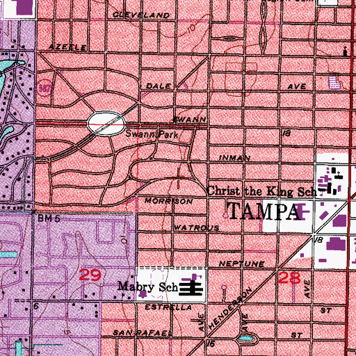 Topographic Map of Beach Way, FL