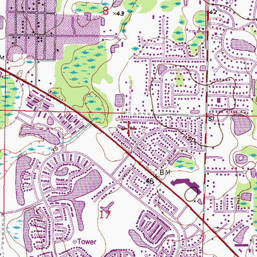 Topographic Map of Beacon Meadows, FL