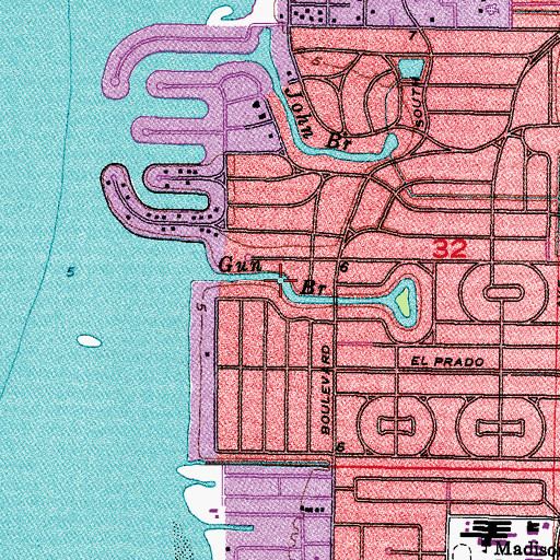 Topographic Map of Bel Mar Shores, FL