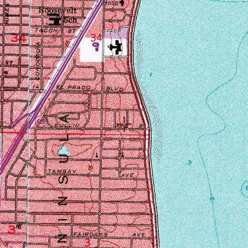Topographic Map of Belle Vista, FL