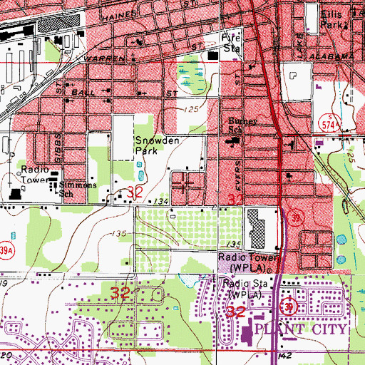 Topographic Map of Bellehurst Heights, FL