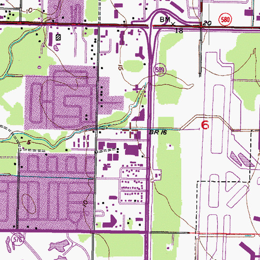 Topographic Map of Benjamins Farms, FL