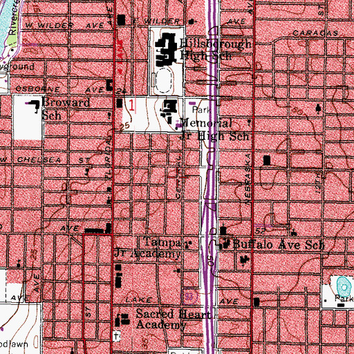 Topographic Map of Beulah, FL