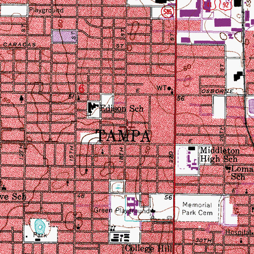 Topographic Map of Big Oaks, FL