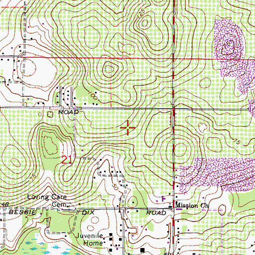 Topographic Map of Bloomfield Hills, FL