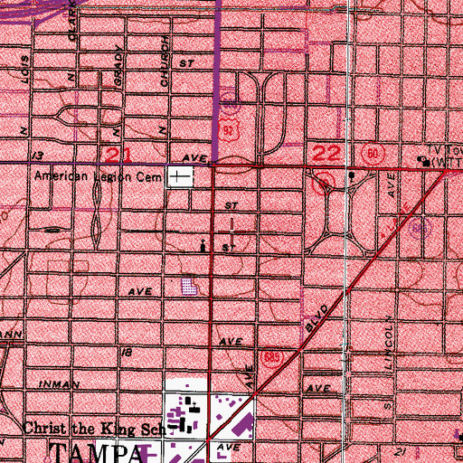 Topographic Map of Bon Air, FL