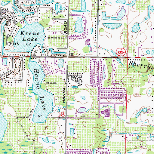 Topographic Map of Bonniebrook Estates, FL