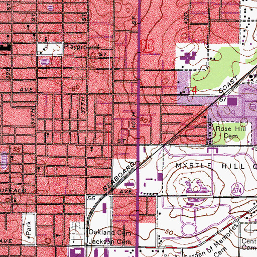 Topographic Map of Booker T Park, FL