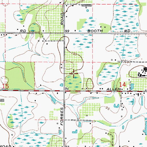 Topographic Map of Boone Acres, FL