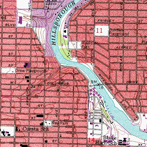 Topographic Map of Bowman Heights, FL