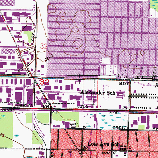 Topographic Map of Hope Bible Church, FL