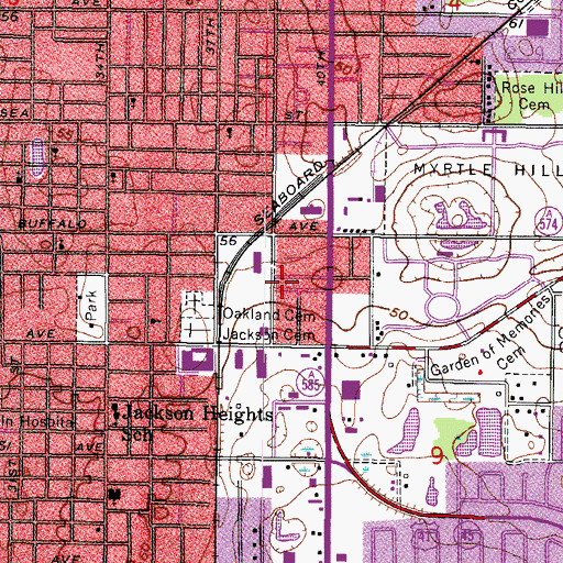 Topographic Map of Jackson Heights Church of Christ, FL