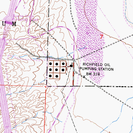 Topographic Map of Richfield Oil Pumping Station, CA