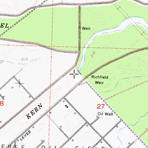 Topographic Map of Richfield Weir, CA