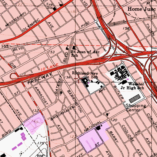 Topographic Map of Richland Avenue Elementary School, CA