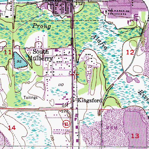 Topographic Map of Mulberry First Assembly of God, FL