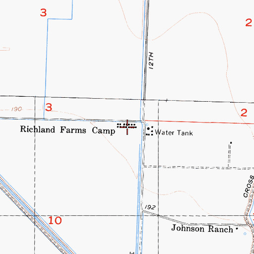 Topographic Map of Richland Farms Camp, CA