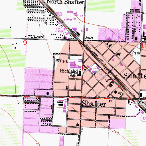 Topographic Map of Richland Senior Elementary School, CA