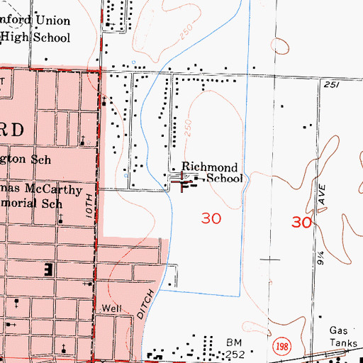 Topographic Map of Lee Richmond Elementary School, CA