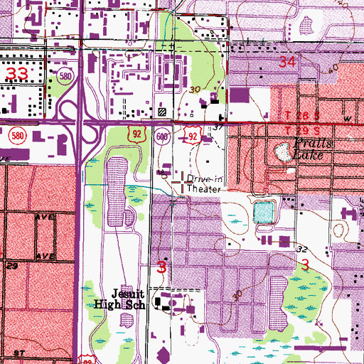 Topographic Map of Saint Lawrence Catholic Church, FL