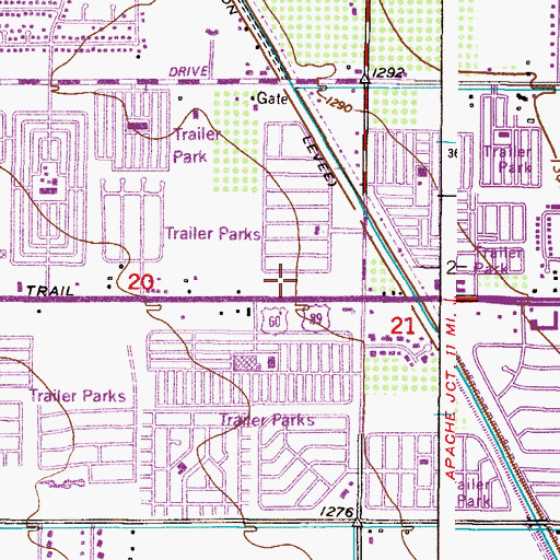 Topographic Map of Cypress Estates, AZ
