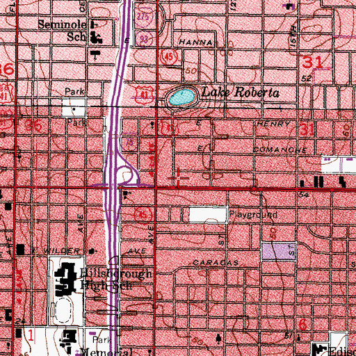 Topographic Map of Spanish Evangelical Church, FL