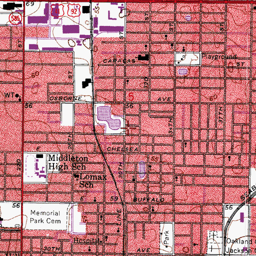 Topographic Map of Spiritual Temple Church, FL