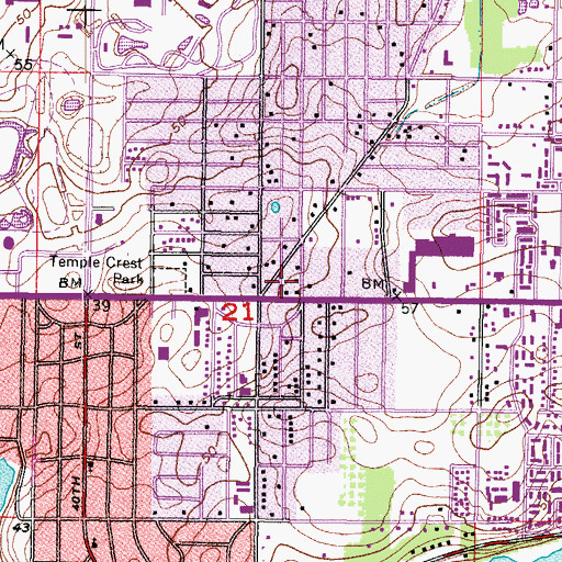 Topographic Map of Tampa Bay Church, FL