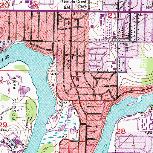Topographic Map of Temple Crest Church of Christ, FL