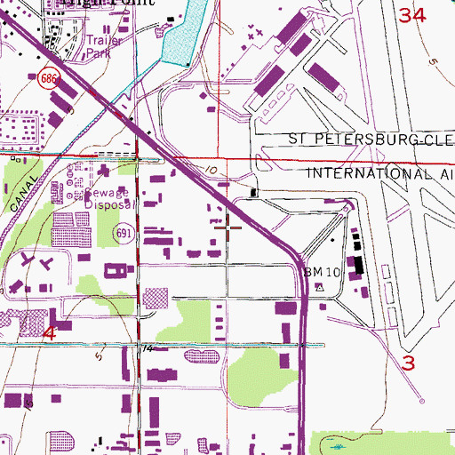 Topographic Map of Vineyard Church of Clearwater, FL