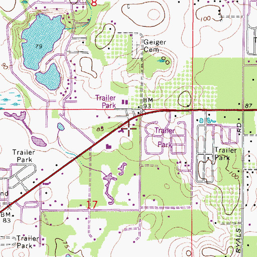Topographic Map of Zephyrhills Church of God, FL
