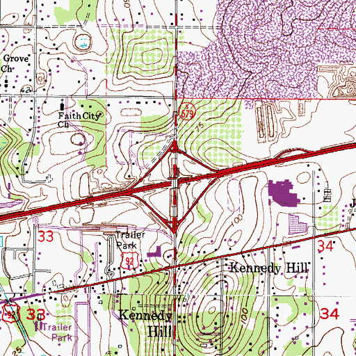 Topographic Map of Interchange 10, FL
