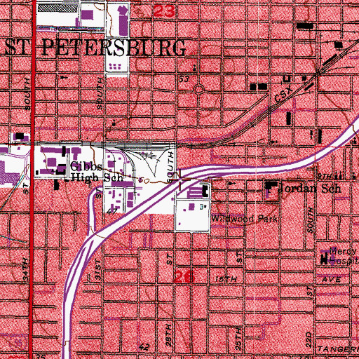 Topographic Map of Interchange 20, FL