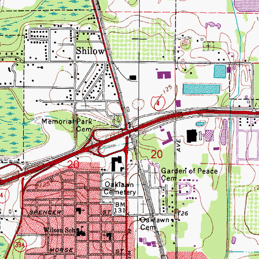 Topographic Map of Interchange 21, FL